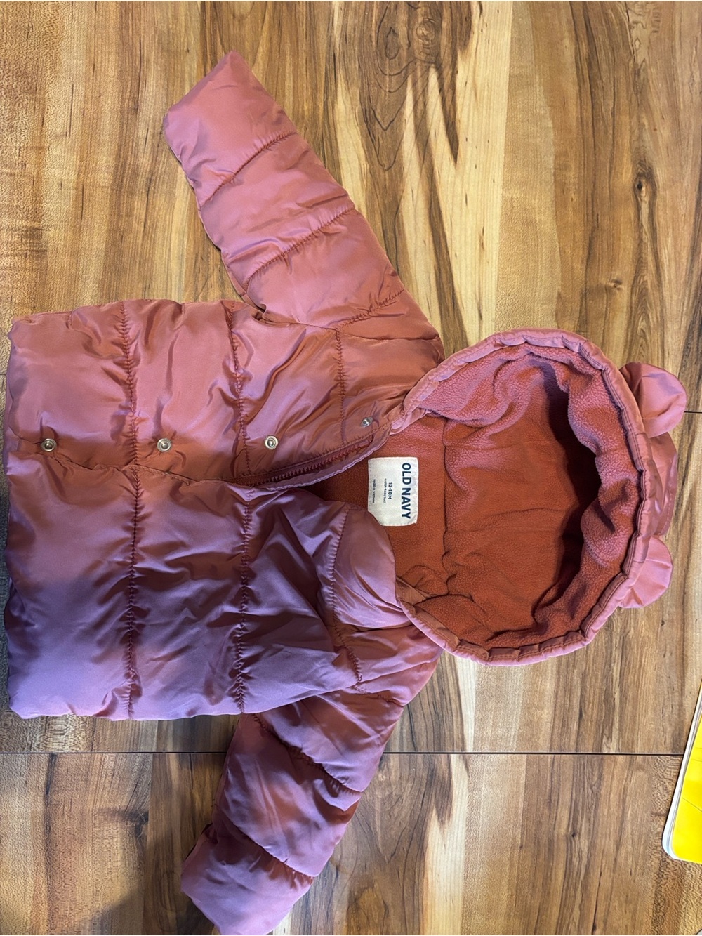Old Navy Mauve-to-Rose Gradient Hooded Puffer Jacket for Kids